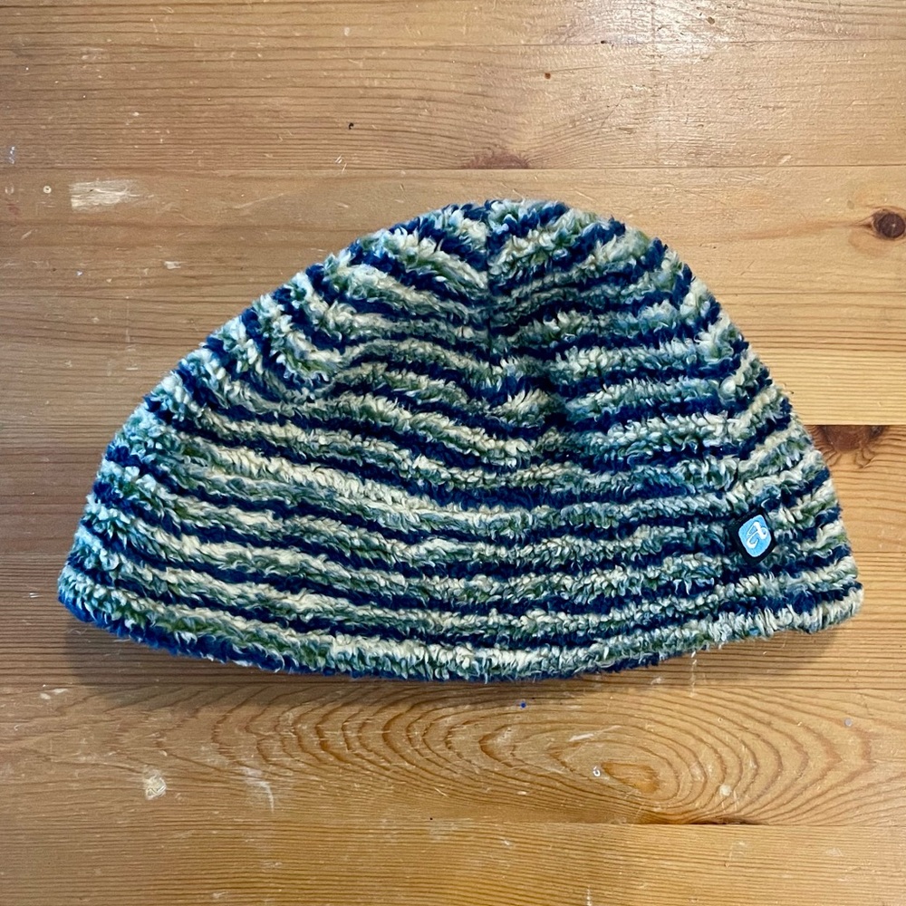 Striped Blue and Green Beanie